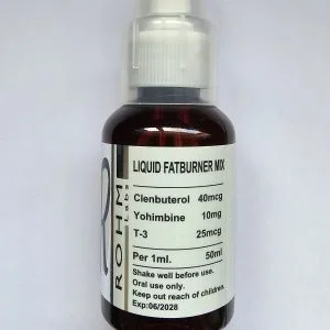 ROHM Liquid Fat Burner. clen 40mcg, T-3 25mcg, Yohimbine 10mg.